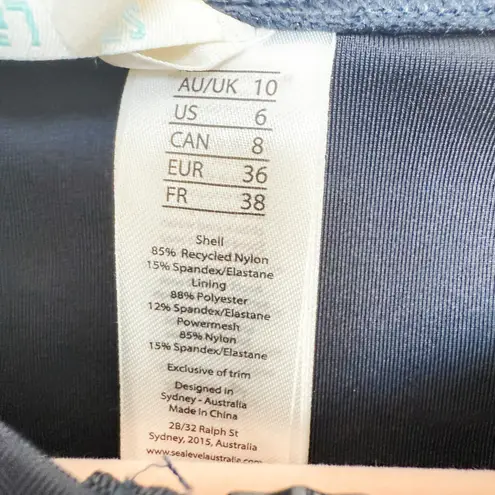 NWT Sea Level Swim Essential Long Sleeved One Piece Swimsuit Navy Blue Size 6