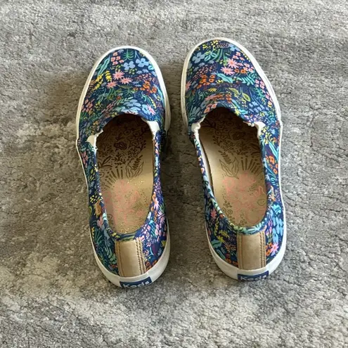 Keds  Shoes Womens 7 Rifle Paper Co Blue Double Decker Garden Party Floral SlipOn