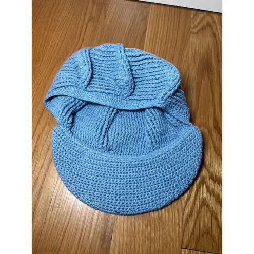 Hat Cap Strap Back One Size Blue Knit Cotton Baseball Style Mens Womens