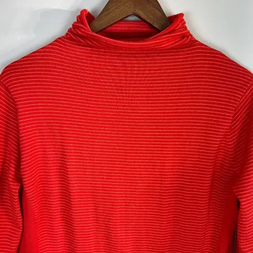 Duluth Trading S'no Sweat Turtleneck Sweater Large Women Orange Stripe Coolmax