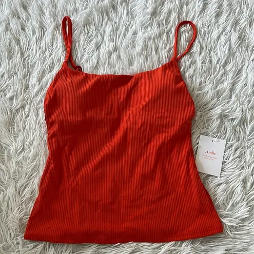 ANDIE  swim longline Rib tank in siren orange size Small