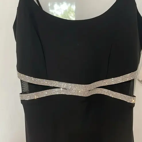 Olive Tree Rhinestone Detail Black Midi Dress Size Large NWT