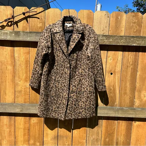 Adyson Parker Women's Cheetah Button Coat size large fall winter animal print Brown