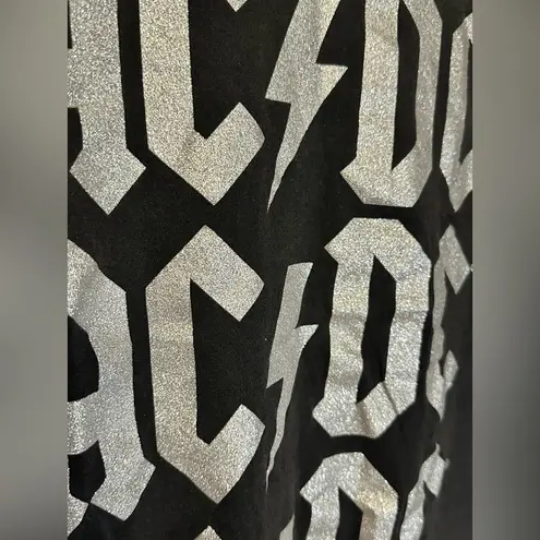 AC/DC Black Graphic Glitter T-shirt Rock Band Groupie Cotton Music Size Small