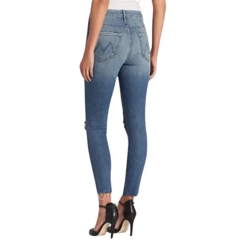 Mother High Waisted Looker Ankle Fray Thrilling Shots Distressed Cotton Size 29 Blue