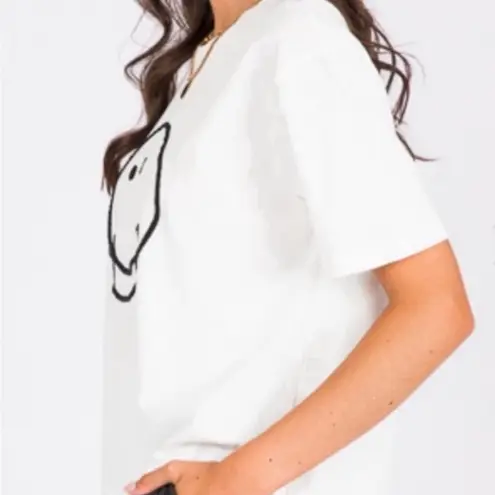 Newbury Kustom White Black Cropped S/S Smiley Face Tee Medium New NWT