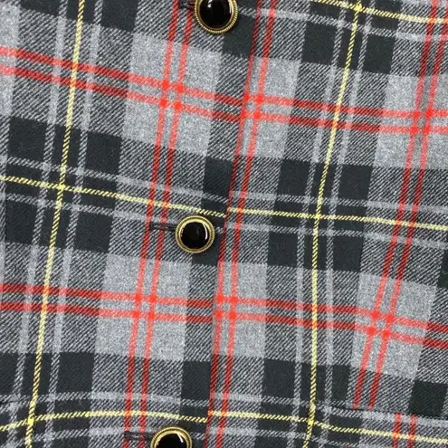 Pendleton Wool Tartan Plaid Cropped Blazer Red Black Size 10