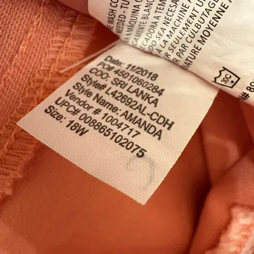 Gloria Vanderbilt Amanda Jeans 18W Coral Slimming Fit High Rise Straight NWT