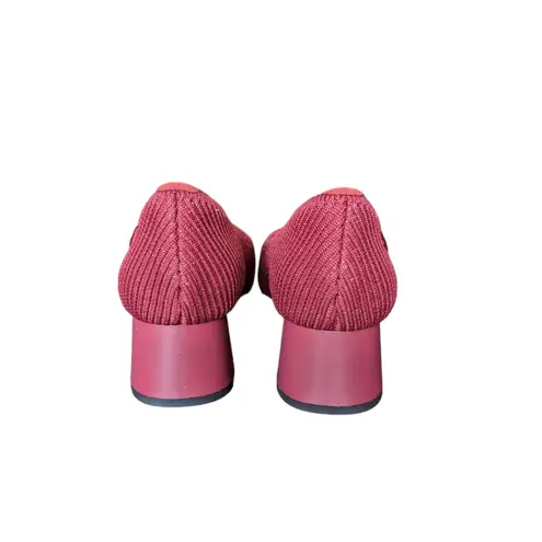 Vivaia Melody Square Toe Chunky Heels Sparkly Burgundy Slip On Pump Shoes Ballet Red Size 5.5