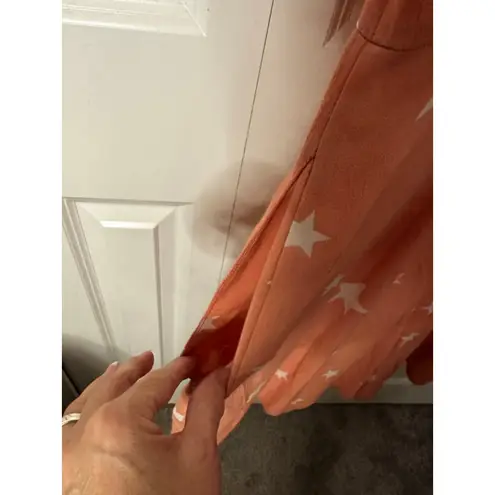 Women's Nobody's Child Orange White Star Print Romper US 12