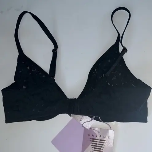 Savage X Fenty Black Unlined Leopard Lace Bra Size undefined