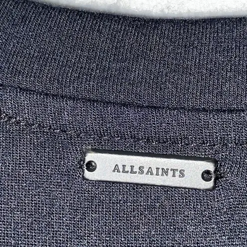 All Saints US size 6 Black sheath Dress pleated shoulder rushed sides soft clean