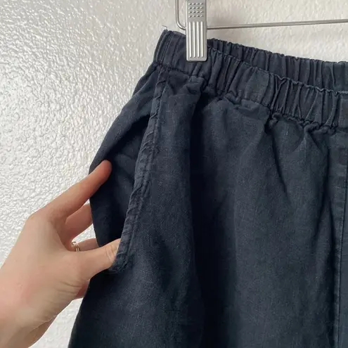 Flax S Black Linen Straight Leg Pants