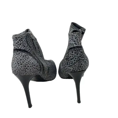 Reiss Gray Spotted Animal Print Calf Hair Stiletto Heeled Boots Size 40 / US 9.5