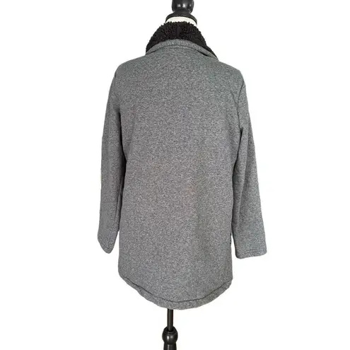 L.L.Bean Cardigan Womens Gray Sherpa Lined Open Front Shawl Cozy Winter Black Size undefined