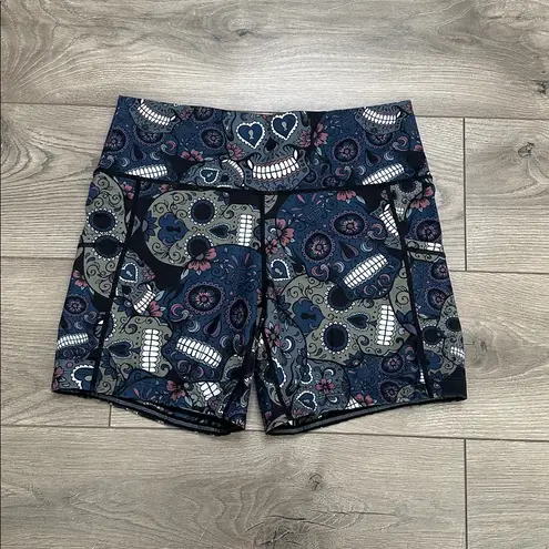 CVG Constantly Varied Gear High Rise Side Pocket Training Shorts Skull Print M Green Size M