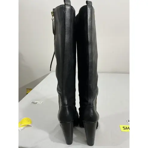 Womans Vogue Dancing Queen 6 M Black Suede Leather Tall Heel Boots NWOT