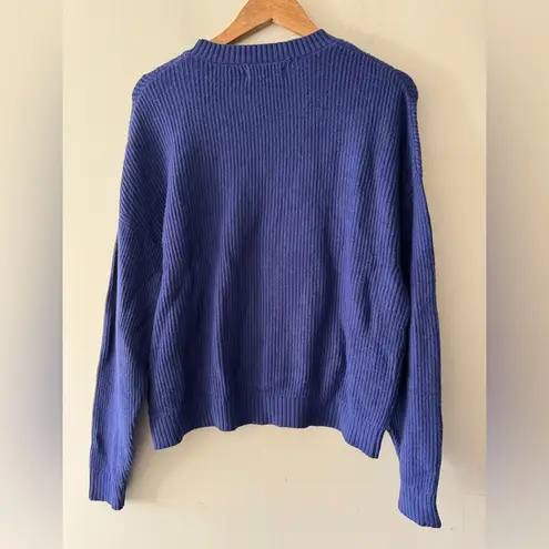 PULL & BEAR Blue Purple Ribbed Cozy Sweater