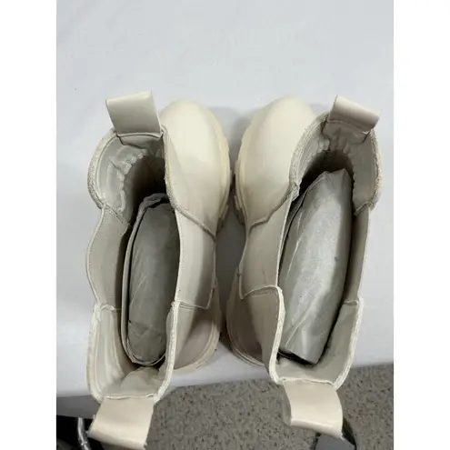 Dream Paris Womans Dream Pairs Pullon Ankle Boots 8.5 Cream Chunky Heel Elastic Ankle NWOT - Image 6