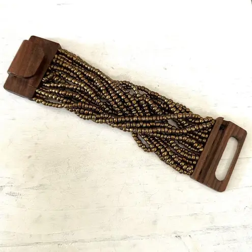 The Beaded Soul gold seed bead multi strand bracelet