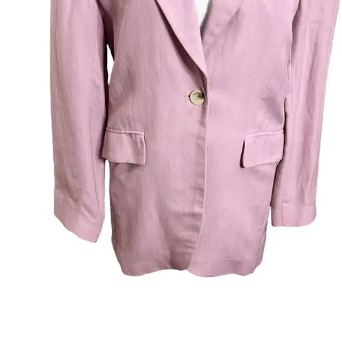 ZARA  Tailored One Button Blazer Pale Pink Linen Blend Suit Women’s Size XS