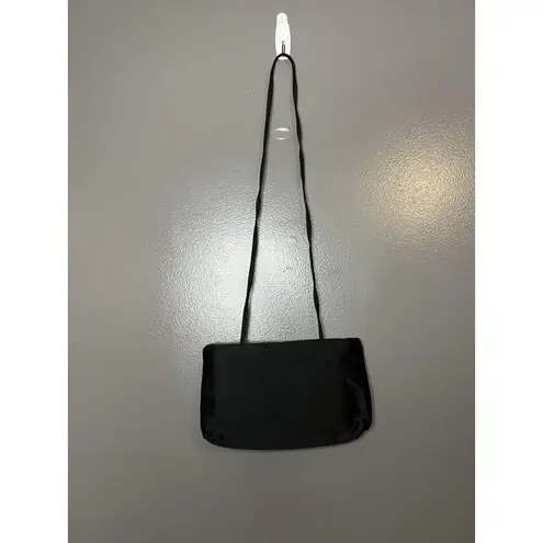 Vintage Morris Moskowitz Evening Bag Womens Black Satin Rhinestone Made USA 80s