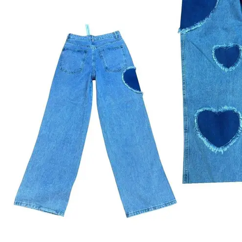 Highway Jeans HEART PATCHWORK HIGH RISE WIDE LEG JEANS SZ. 5 NWT