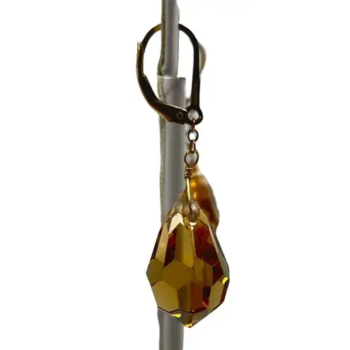 Gold Filled Faceted Gold Glass Crystal Tear Drops Lever Backs Colorful Elegant