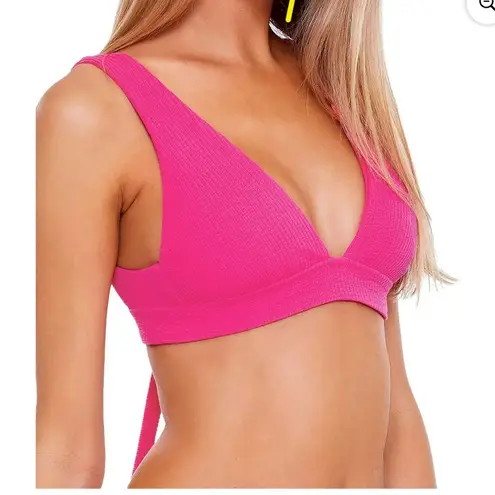 Becca NWOTBECCA Pink Plunge Halter Bikini Top large