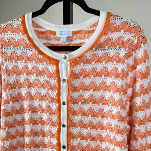 Charter Club XL Open Knit Cardigan Button Front Retro Preppy Layering Sweater