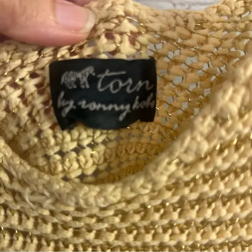 Torn By Ronny Kobo Tank ladies size Small coastal bohemian gold shimmer woven