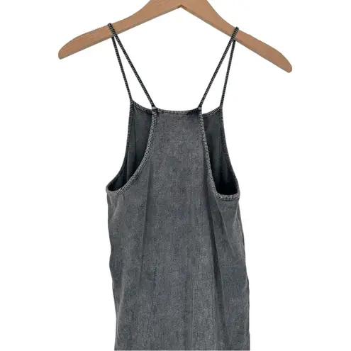 Pull & Bear Grey Ribbed Maxi Dress size Large Bodycon Mineral Wash Sleeveless Gray