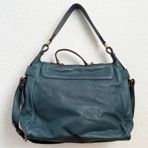 Marc by Marc Jacobs Moto Hopper Green Italian Leather Triple Handle Satchel Bag