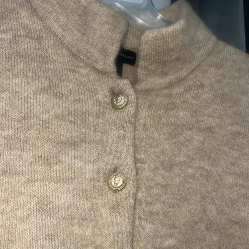 Adrienne Vittadini Cozy Tan Button Large wool blend cardigan sweater by