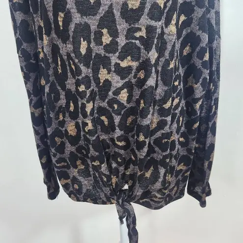 Reborn J Plus Leopard Print Knit Top Size 2X Stretchy Leopard Top with Tie Front