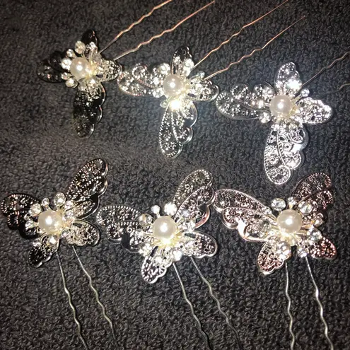 Set of 6 Silver Bridal Hair Pins