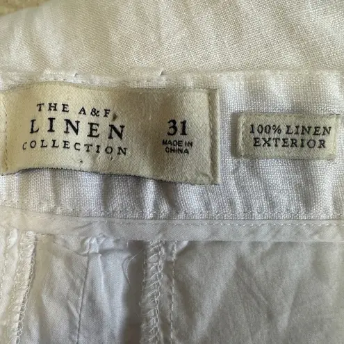 Abercrombie & Fitch NEW  Linen Wide Leg Trouser Pants High Rise White Size 31
