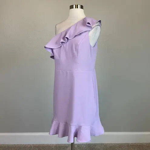 Aidan Mattox One Shoulder Mini Sheath Cocktail Dress Purple Size 10 Ruffled