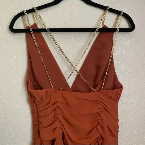 AIIFOS Emily Mini Dress from Revolve size 4 burnt‎ orange chain pleated