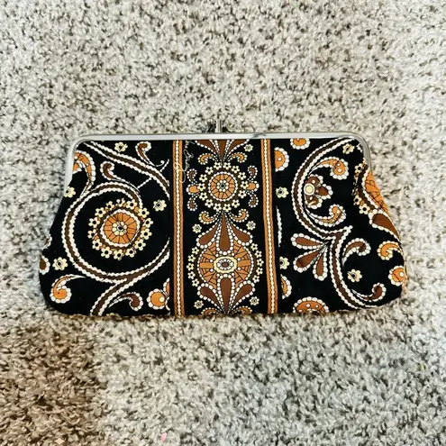 Vera Bradley  Snap Wallet Clutch Bag Cafe Latte Silver Hardware NWOT