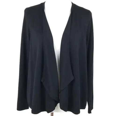 Thalia Sodi Black Open Front Pleated Cardigan Sweater Medium