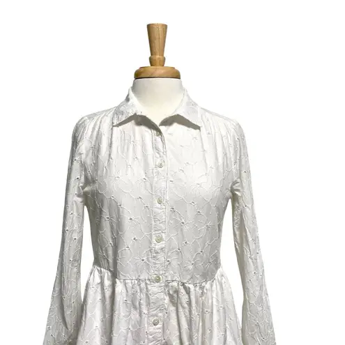 J Crew Eyelet Lace Mini Shirtdress Shirt