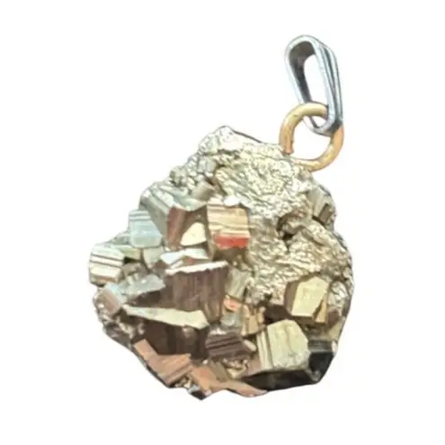 Pyrite Gemstone Pendant With Silver Loop Gold