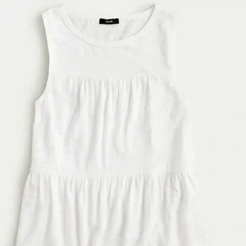 J.Crew  Linen Tiered Tank Top Womens Size S Lightweight Tee White