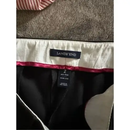 Lands' End Land’s End‎ Black Trouser Mid Rise Slim Leg Dress Pants Size 2