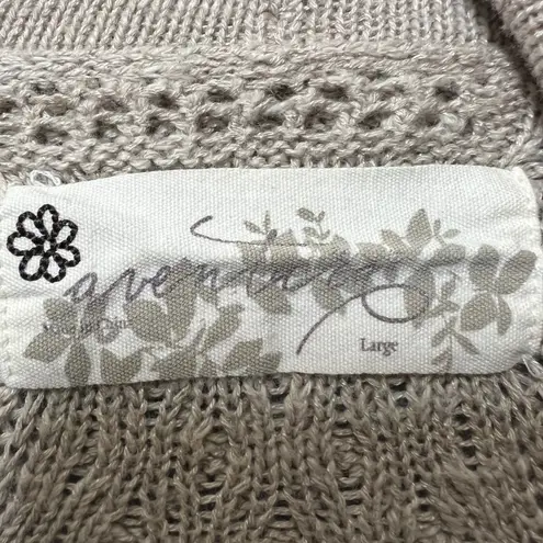 Aventura Open Knit Cardigan Sweater L Taupe Textured Longline Duster Boho Tan Size undefined