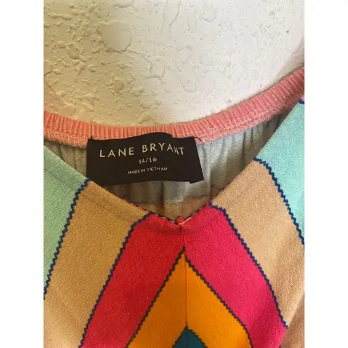 Lane Bryant  Colorful Chevron Stripe Mid-Calf Sheath Dress EUC Sz 14/16 Knit