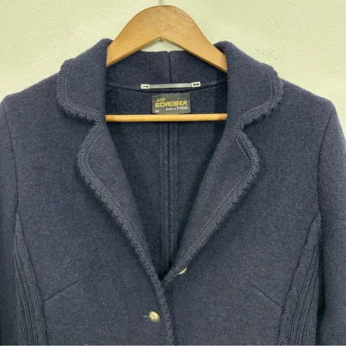 Sigi Scheiber Tyrol Austrian Boiled Wool Collared Sweater Blazer Women's Size S Blue Size M