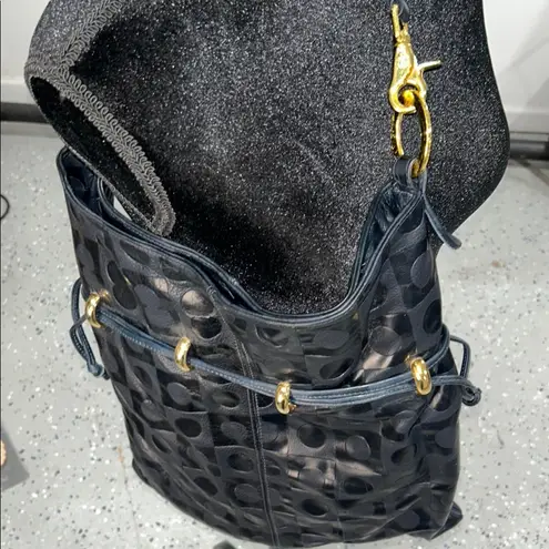 Andre Oliver Navy Blue Shoulder Bag with Snap Closure Gold