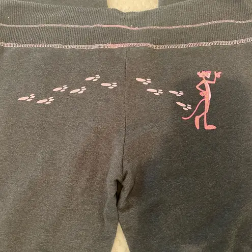 Pink Panther vtg dk gray flare leg low rise drawstring waist yoga pants. Size M. Size M